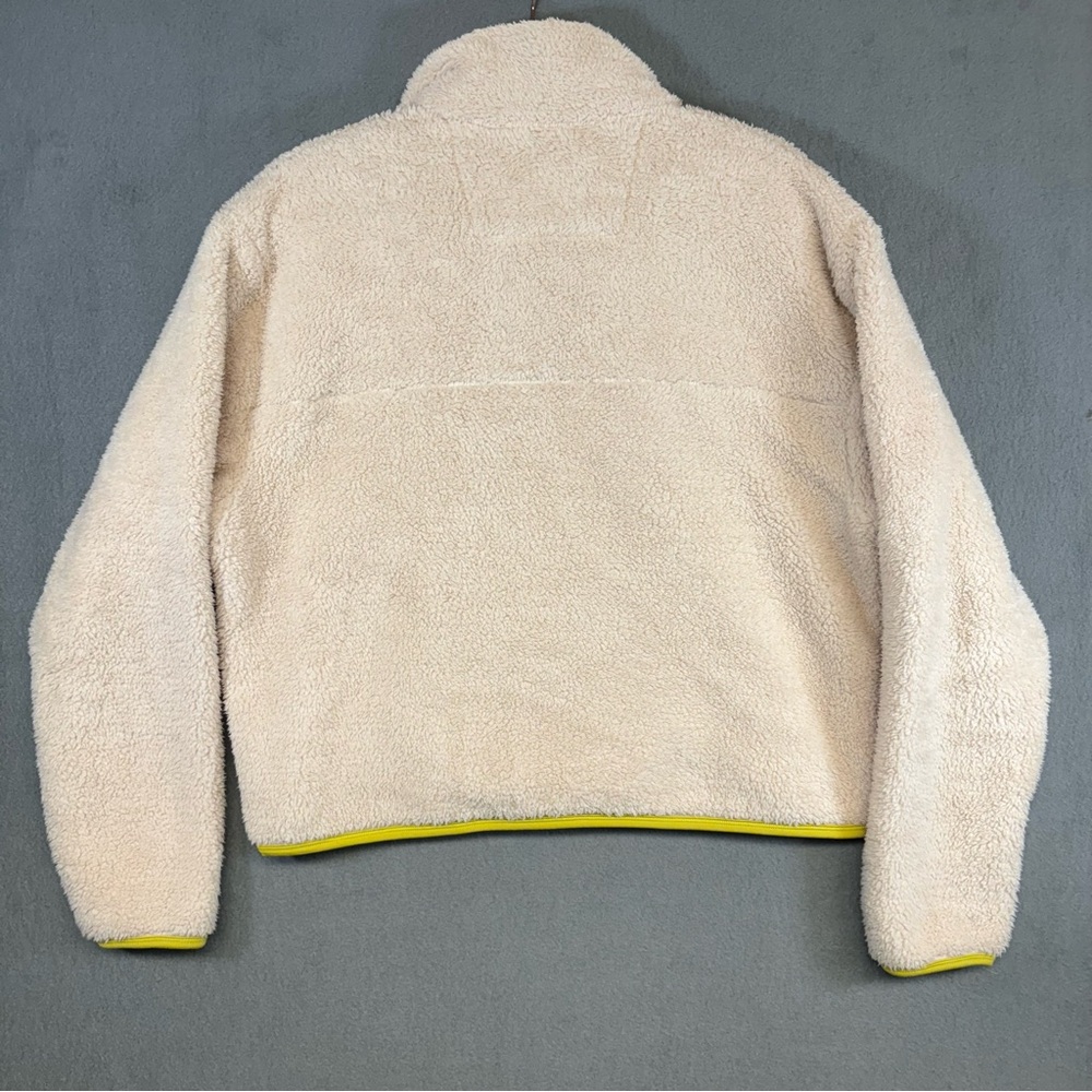 Girlfriend Collective Fleece Jacket Womens Medium Half 1/2 Zip Cream Sherpa Crop - Picture 6 of 6